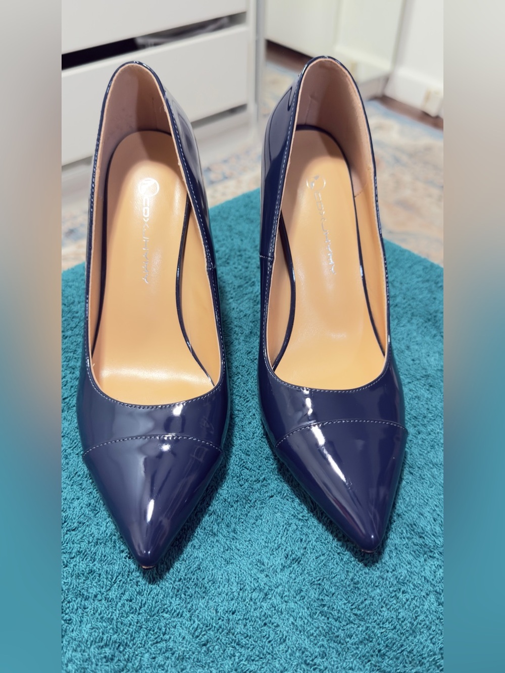 Geox Navy Patent Pointed-Toe Pumps